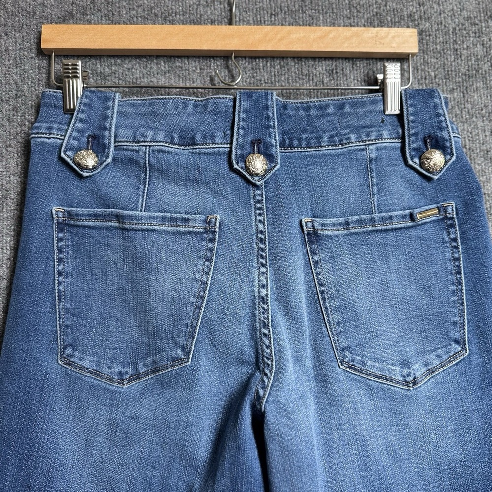 White House Black Market Jeans 8 Blue High Rise Wide Leg Sailor Mariner 70s - Picture 10 of 12